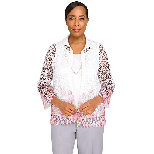 Chemise 2 en 1 imprimé floral Alfred Dunner avec collier pour femme