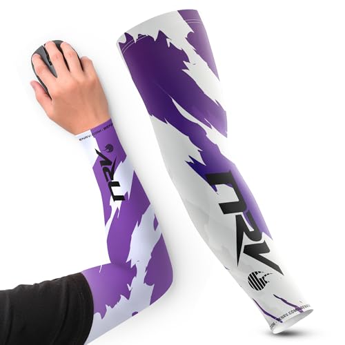 NRV Manchette de Compression Gaming Esport (Edition Camo) – Optimisez Votre Jeu d'eSport avec Style Camouflage – Conçu par des Professionnels – Durable, Respirant et Sans Friction (Blanc/Violet, L)