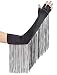 BABEYOND Vintage Fringe Fingerless Gloves Long Elbow Gloves for Costume Party Wedding (Black)