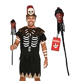 Nicky Bigs Novelties Morph Warlock Voodoo Staff Shrunken Head Skeleton Cane Medicine Man Witch Doctor Healing Staffs Stick Cosplay Adult Costume Prop Halloween Costumes Accessory