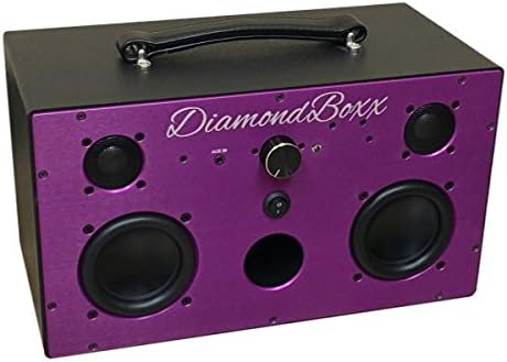 DiamondBoxx Model M Wireless BlueTooth Speaker / Boombox (Black with Purple Aluminum)- with Big Battery option