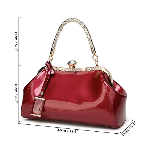 Bolso de mano femenino de cuero charol brillante miniatura 6