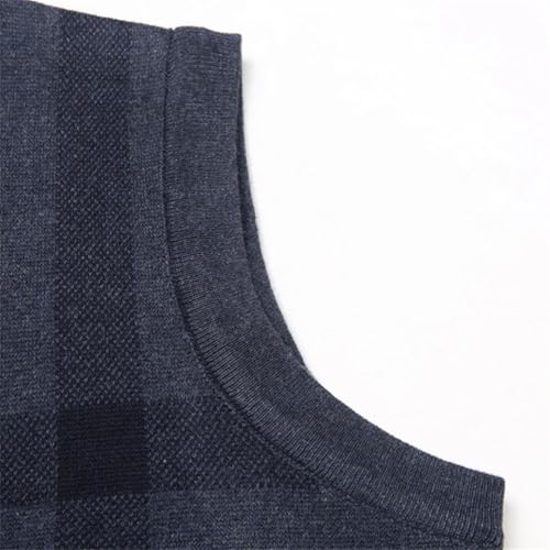 Men Sleeveless Knit Buttons Vest Basic Thick Winter Stripes Vintage Cardigan Sweater Vest3