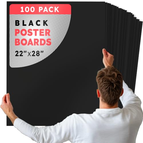 Image of Hygloss Large Poster Board 22x28-100 Count Bulk Pack - 10 Pt. Thickness Black Poster Board Paper for Projects, Presentations, Displays, Signs, Crafts - Blank Posterboard Multipack 22 inch x 28 inch