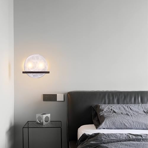 Image of 2 Light 10 inch Round Frosted Glass Bathroom Wall Sconce Modern Concise Style Wall Light Fixture,Oil Rubbed Bronze Finish for Bedroom Hallway Bedside