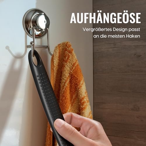 Silikon Rückenschrubber für Die Dusche, Silikon Körperschrubber mit Langem Griff, Rückenschrubber, Abgestorbene Haut entfernen und Massage Können Mehr Schaum Erzeugen (Schwarz)