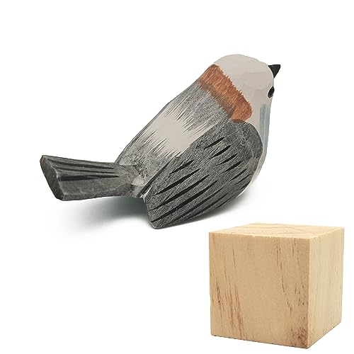 Figura de pájaro tallada a mano en madera para decoración