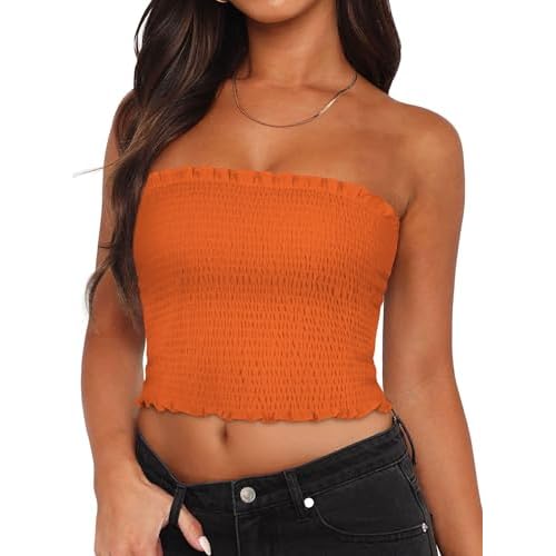 Womens Tube Top Summer Strapless Crop Tops Basic Tank Casual Sleeveless Shirt