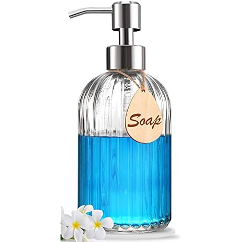 2023 Version - Large Soap Dispenser with Silicone Pad – Premium Quality – Dish Soap Dispenser, Hand Soap Dispenser – Rust Proof Stainless Steel Pump – Ideal for Kitchen Dish Soap, Bathroom Soap Cover