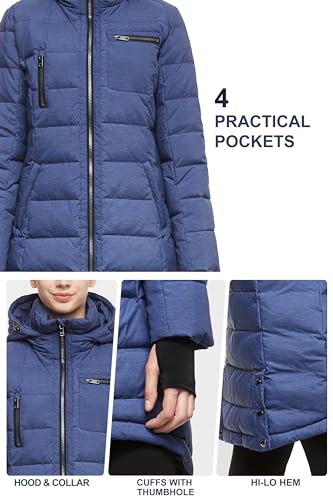 Orolay YRF2011S Women'S Winter Down Jacket Long Quilted Puffer Coat Warm Hooded Slim Fit Outerwear Capers X-Large thumb #4