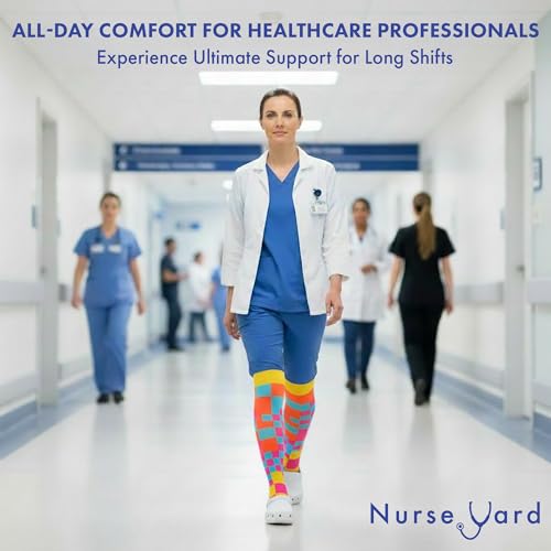 Image of Nurse Yard Compression Socks for Nurses - Women & Men - 20-30mmHg Graduated Compression, For Medical Staff, Athletes - 1 Pair