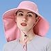Womens Sun Hat UV Protection, Foldable Waterproof Wide Brim Bucket Hats with Neck Flap for Summer Beach Fishing Hiking Pink