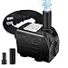 Winkeyes 160GPH Fountain Pump with 48" Lift, 8W Small Submersible Fountain Water Pump for Outdoor Indoor Tabletop Water Fountain, Aquarium, Fish Tank, Hydroponic, Pond, 6ft Power Cord, 2 Nozzles