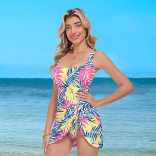Maillot de bain amincissant femme motif feuilles tropicales maillot une pièce gainant - 7