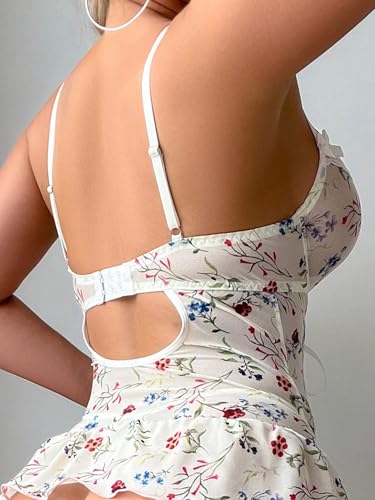 Sexy Rave Mesh Corset Ruffle Lace Up Sheer Underwire Garter Belt Lingerie Set 3 Piece Women2