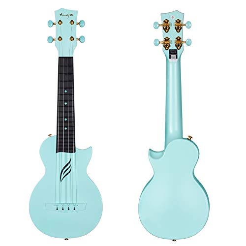 Soprano Ukulele Enya Nova U Mini 21" –Carbon Fiber Travel Ukulele–With Beginner Kit Includes Semi-Hard Case, Strap, Capo, And Strings (Blue) #TOP1