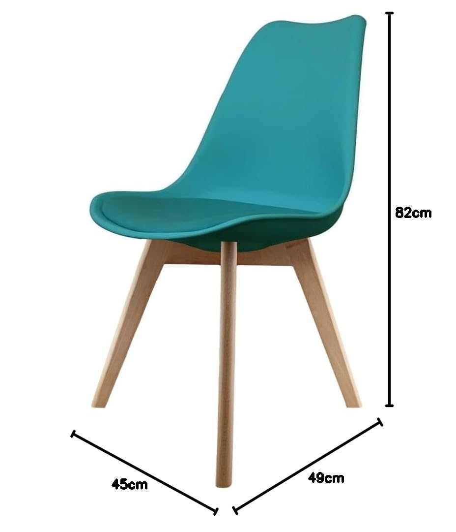 Soho Sedie da Pranzo in Plastica con Gambe Quadrate in Legno Chiara, Adatte per Sala da Pranzo, Soggiorno, Cucina, Camera da Letto, Verde Acqua
