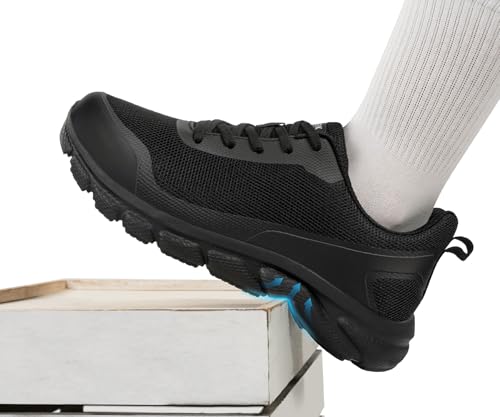 Image of LARNMERN Steel Toe Shoes for Men,Lightweight Work Safety Fashion Sneakers Slip On Walking Comfortable Indestructible Construction Tennis Shoe 51597(11.5 Men, Black)