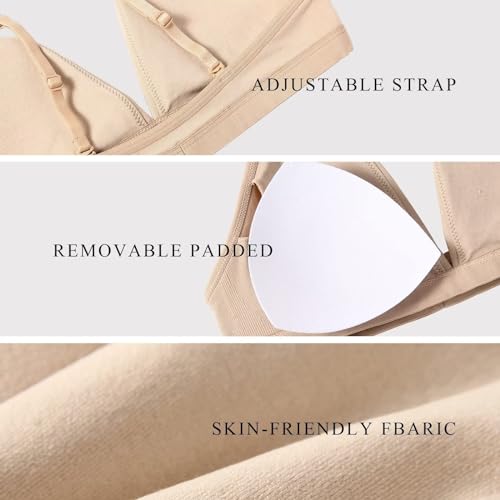Image of INIBUD Bralette for Women Removable Padded Bra Yoga Seamless V Neck Triangle Adjustable Straps Wireless