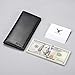 HISCOW Slim Leather Long Wallet for Men & Women, Italian Calfskin, Breast Pocket Wallet for Checkbook, Credit Cards (Black)