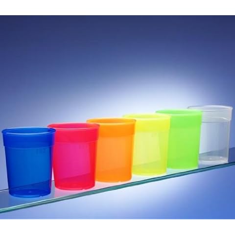 Dishwasher Safe Stackable Neon Coloured Plastic Cups / Beakers / Tumblers (set of 6) Cover