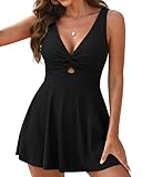 GRAPENT Womens One Piece Swimsuits Beach Clothes for Women Cute Bathing Suits for Women Ladies Bathing Suits Womens Fashion Cut Out Swim Dress Women Color Black Large Size 12 to 14