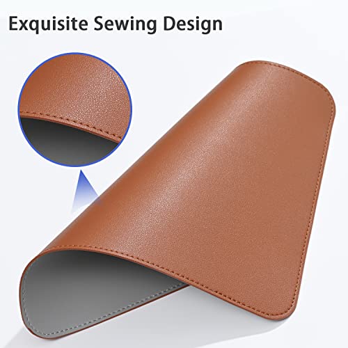 Image of Combo Pack - Aropana Vegan Leather Desk Mat Big with Mouse Pad Small, Reversible & Waterproof Edge-Stitched Upgraded (Brown /Grey) 1*Big 31.5 inch x 15.7 inch inches, 1*Small 9.8 x 8.3 inches)