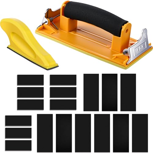 Image of wearage 90 Pcs Micro Detail Sander Kit, Hand Sanding Block with Sandpaper Woodworking Furniture Sander Tool 60-800 Grit Sandpaper for Wood Crafts