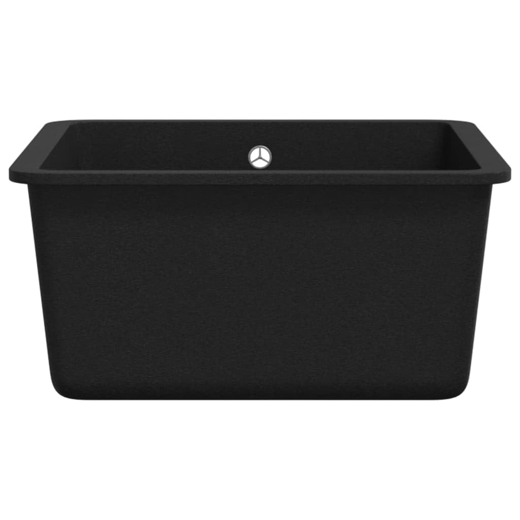 Fregadero De Cocina De Granito Con Un Seno Profundo, 80% Cuarzo y 20% Resina, Resistente y Fácil De Limpiar, kitchen sink, Fregadero Bajo Encimera, Apto Para Cocinas y Lavaderos, Negro, 420x460x310 mm