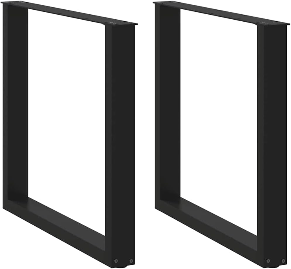 Coffee Table Leg Set of 2 Black Powder-Coated Steel Dining Furniture Table Bases
