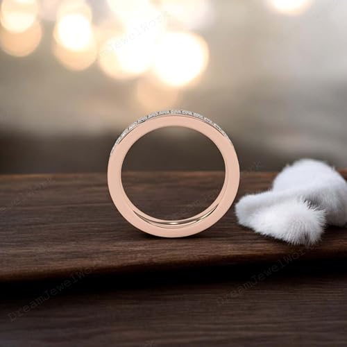 Princess Cut Moissanite Wedding Band for Women 14k Yellow Gold Channel Set Eternity Ring Classic Anniversary Stacking Ring Minimalist Bridal Jewelry Gift4