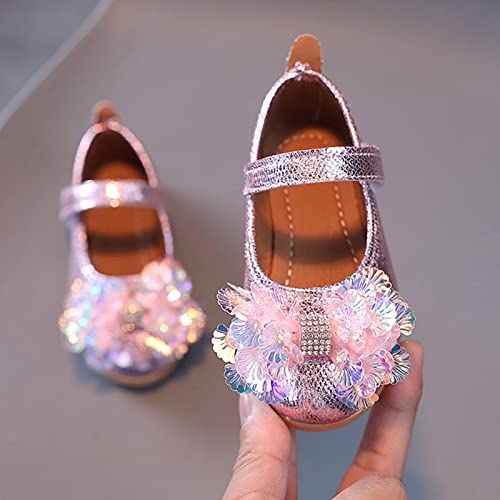 EnJoCho Toddler Casual Shoes Summer And Autumn Fashion Girls Casual Shoes Colorful Sequins Bow Flat Lightweight Dress Shoes3