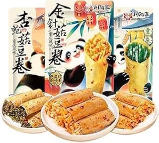 【金针菇香菇海带夹豆卷豆腐 6/18/26袋】麻辣辣条豆干 昆布とエノキとシイタケの豆巻き 小面筋 菓子・スナック 配菜泡菜蔬菜 生麩 野菜のキムチ漬け 休闲辣条小吃 素食カジュアル食品の辛い軽食 スナック菓子 美味小吃礼品おいしい中国の軽食の贈り物中華菓子料理食材 (3味混合,18袋)