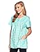 Casual Nights Women's Snap Front Smock Cobbler Woven Scrub Apron Top with Pockets - Mint Plaid - X-Large