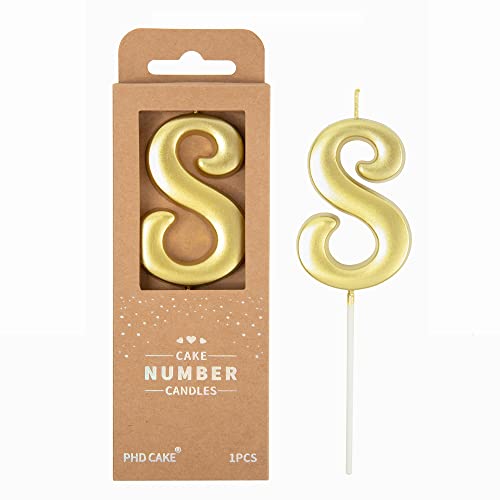 PHD CAKE 2.76 Inch Elegant Gold 8 Number Birthday Candles, Gold Number Candles, Cake Number Candles, Party Celebration