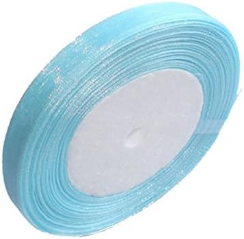 GCS Blue Organza Ribbon 12mm Scrapbooking, Gift wrapping, home deco. 46 meters / 50 Yards Rolls London