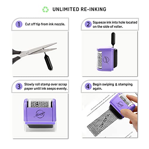 Miseyo Wide Roller Stamp Identity Theft Stamp 1.5 Inch Perfect for Privacy Protection,Anti-Theft Security Confidential Easy for Guard Personal Information Blockout - Purple - Thumbnail 3