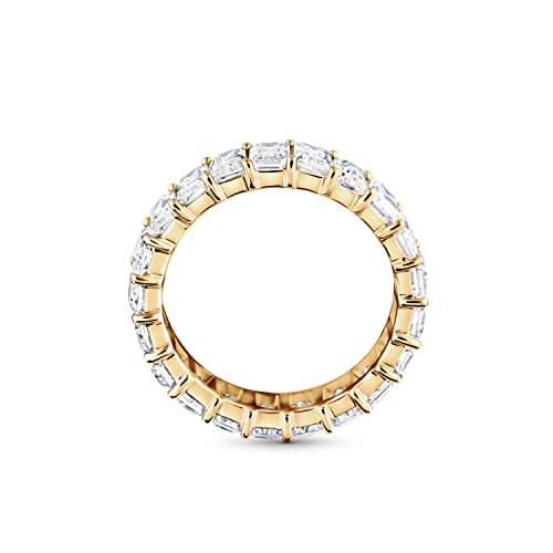 Isaac Wolf Emerald Cut Eternity Genuine Moissanite Diamond Solitaire Wedding Band 10K Solid White, Yellow Or Rose Gold (White Gold, 5) #TOP1