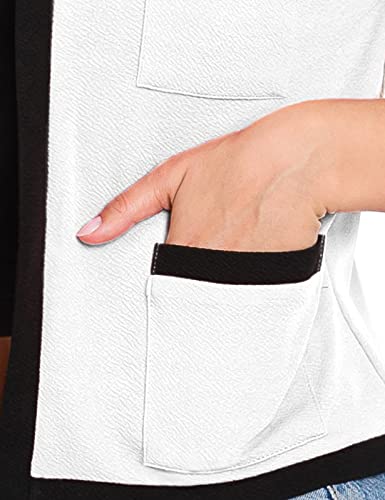 DOUBLJU Casual Open Front Crop Blazers 3/4 Sleeve Round Neck Formal Cropped Jackets for Womens with Plus Size Business Work 5