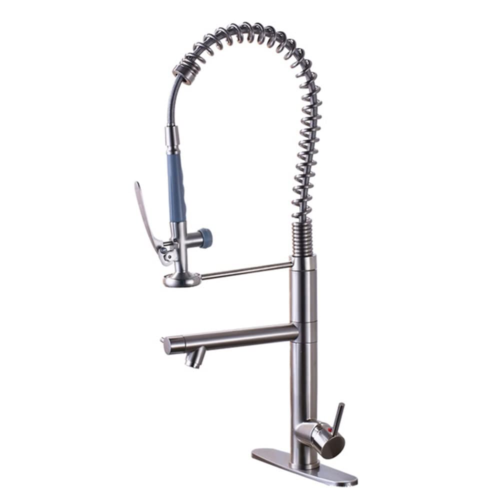 SnamicE Kitchen Tap Mixer Kitchen Sink Faucet with Pull Out Sprayer, 360° Rotatable Sink Mixer,Brushed Nickel B