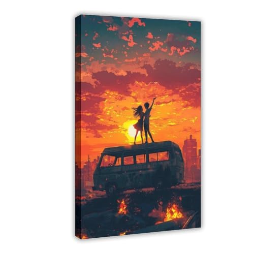 Toile Lovers in The Sunset art mural premium 61 x 91,4 cm haute définition