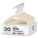 Zober Velvet Kids Hangers for Closet - Pack of 30 Non Slip Childrens Hangers for Shirts, Pants & Dre