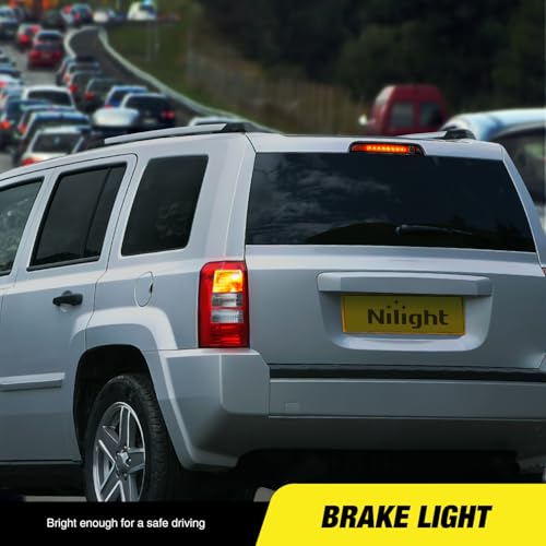 Image of Nilight Third Brake Light Tail High Mount 3rd Stop Lights Smoked Lens Compatible with Jeep Patriot 2007 2008 2009 2010 2011 2012 2013 2014 2015 2016 2017 Van SUV Rear Center Cab Lamp