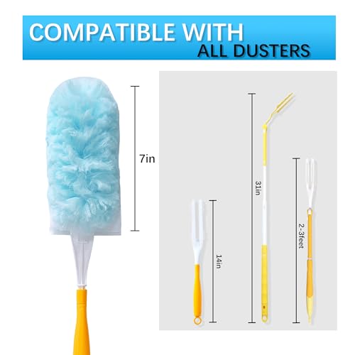 Image of 60 Count Disposable Dusters Refills, 360 Heavy Duty Duster Refills Compatible with Swiffer Duster Refills (60 Count Duster Refill +2 Handle)