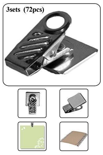 Damage-Free Hanging Spring Clip, Stick-A-Clip metal paper holder w/ adhesive that holds your notes & messages! 3sets (72 pcs)