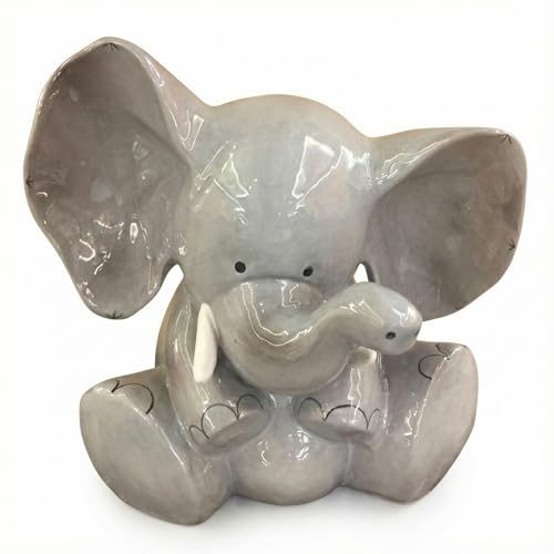 Blue Sky Ceramic Gray Elephant Bank
