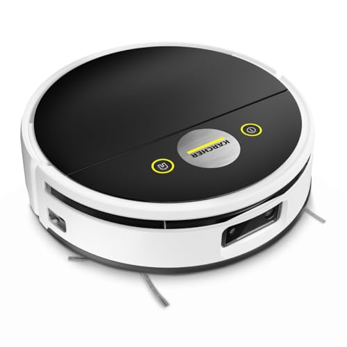 Karcher Robot Aspirador y Friegasuelos RVF 7, Navegación LiDAR, Blanco, Batería Litio 14.4V, Incluye estación Carga, filtros, Rodillos Microfibra, Cepillo Circular, cepillos Limpieza y detergente