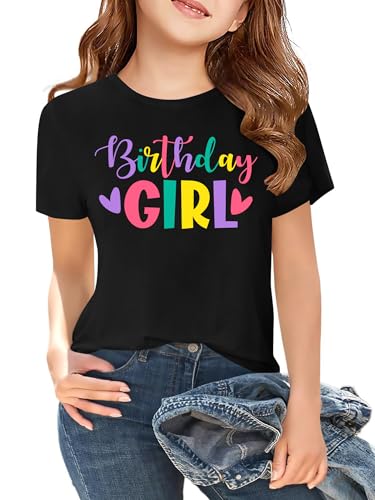Birthday Girls Shirts Girls Birthday T-Shirts Toddler Mermaid Cotton Letter Print T-Shirt Short Sleeve Tee Tops 5-14Y