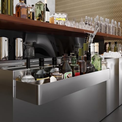 Image of AmGood 36 in. Abreast Double-Tier Stainless Steel Speed Rail Rack - Liquor Bottle Organizer for Bars, Restaurants, Nightclubs, and Home Bars