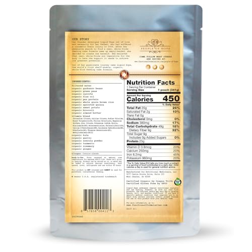 Functional Formularies Liquid Hope Organic Tube Feeding Formula And Nutritional Meal Replacement Supplement, 12 Oz Pouch, Pack of 12 - Thumbnail 2